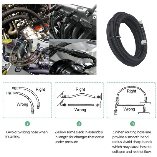 10FT PTFE E85 Fuel Line AN4 AN6 AN8 AN10 Car Fuel Hose Oil Gas Cooler Hose Line Pipe Tube