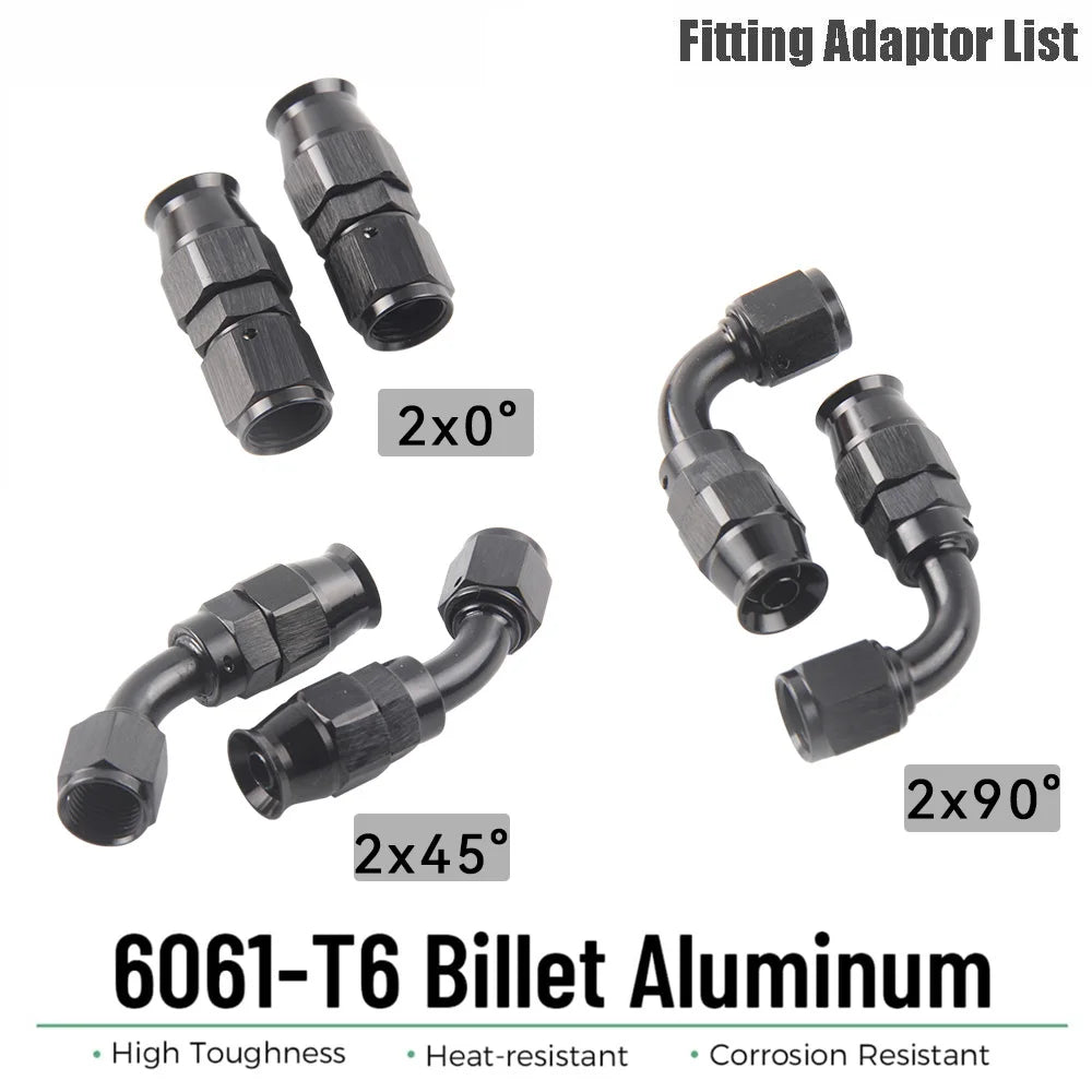10FT AN4 6AN AN8 10AN PTFE Fuel Line Nylon Stainless Steel Braided Fuel Hose With PTFE Fuel Hose Fitting Black