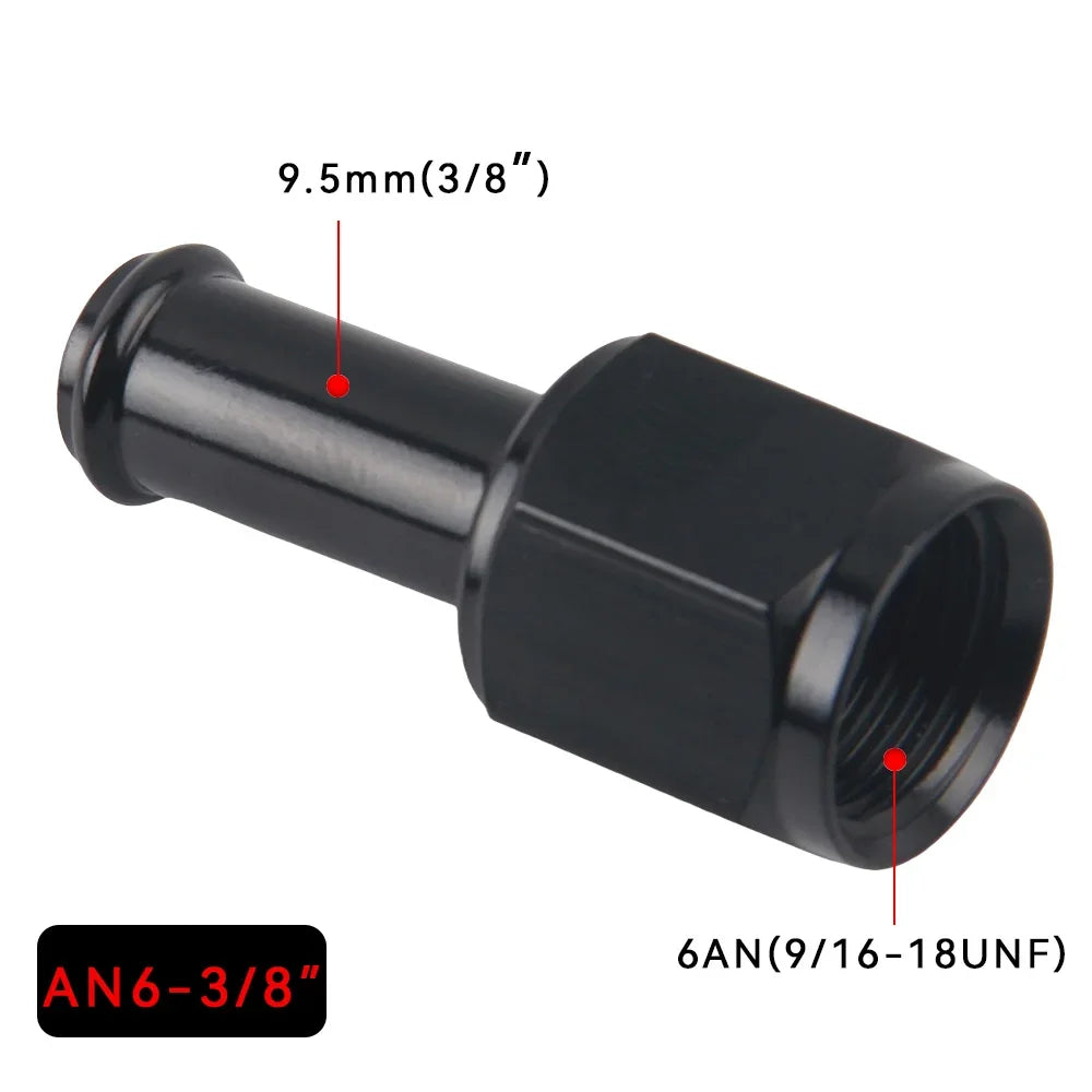 -6AN Female To  5/16" 3/8”straight Push On Barb Hose Adapter  Fitting Black AN6