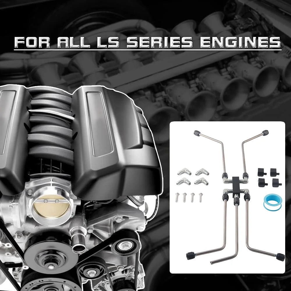 LS Stainless Coolant Crossover Steam Vent Pipe Kit Compatible with LS1,LS2,LS3,LS6,LS7,LS9 Engines