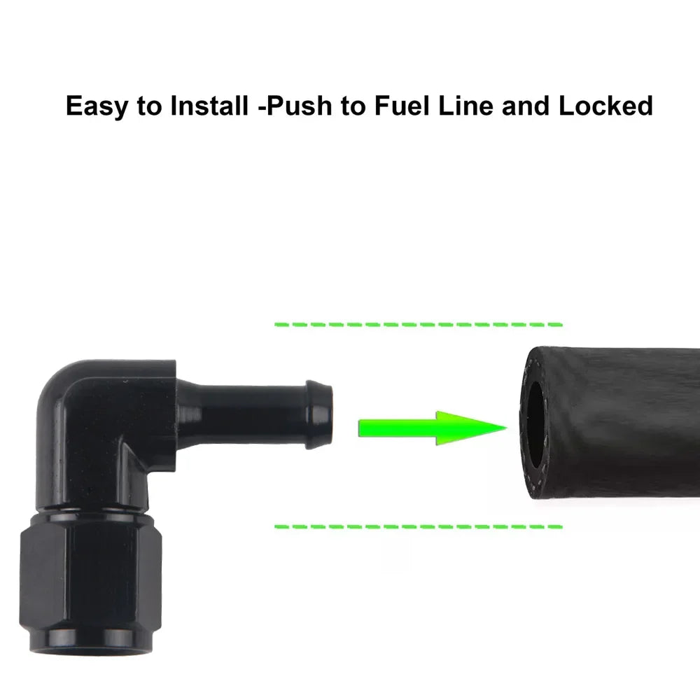 Fuel Line Adapter Fitting 90 degree -6AN AN6 Female to 5/16" 3/8" Hose Fitting Push On Adapters
