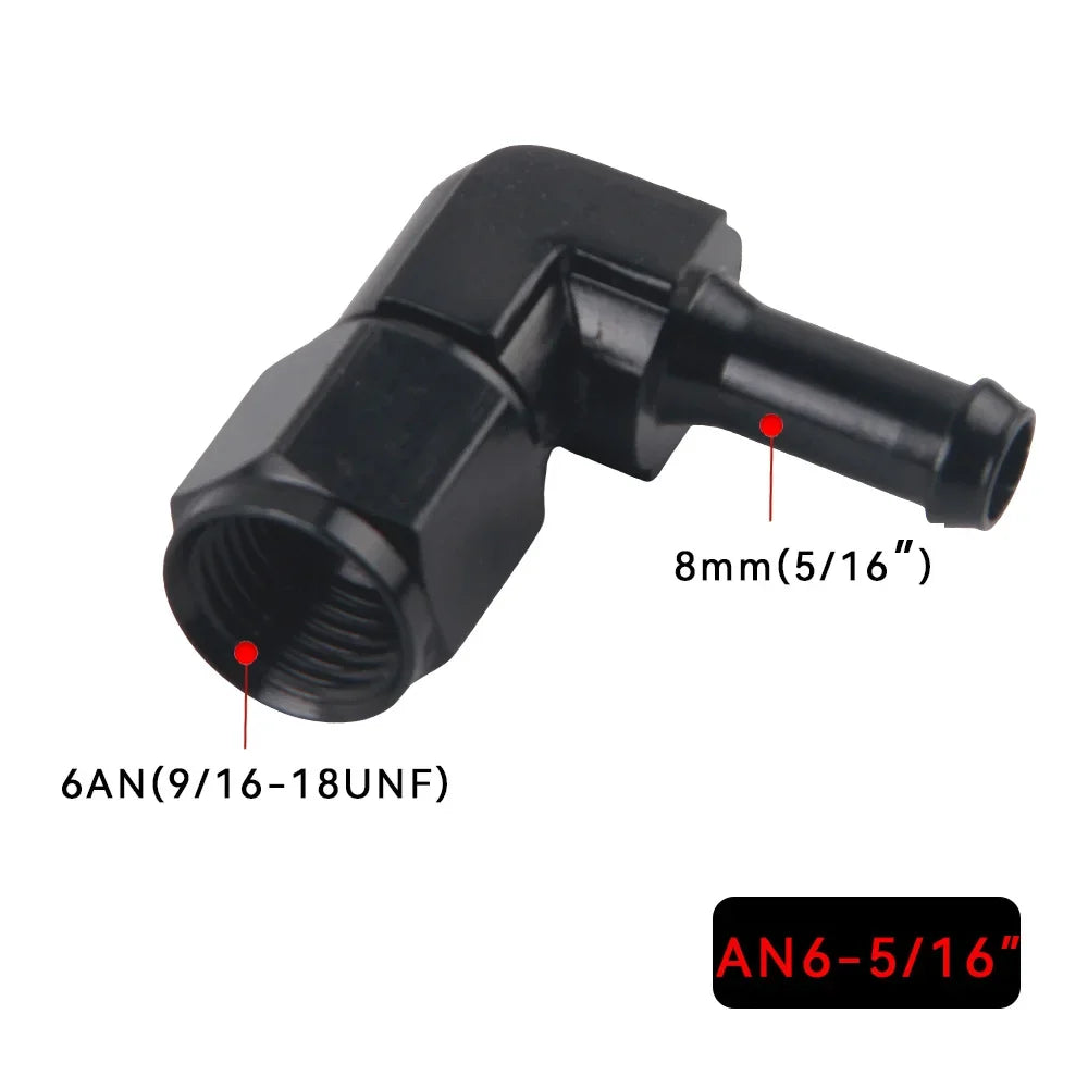 Fuel Line Adapter Fitting 90 degree -6AN AN6 Female to 5/16" 3/8" Hose Fitting Push On Adapters