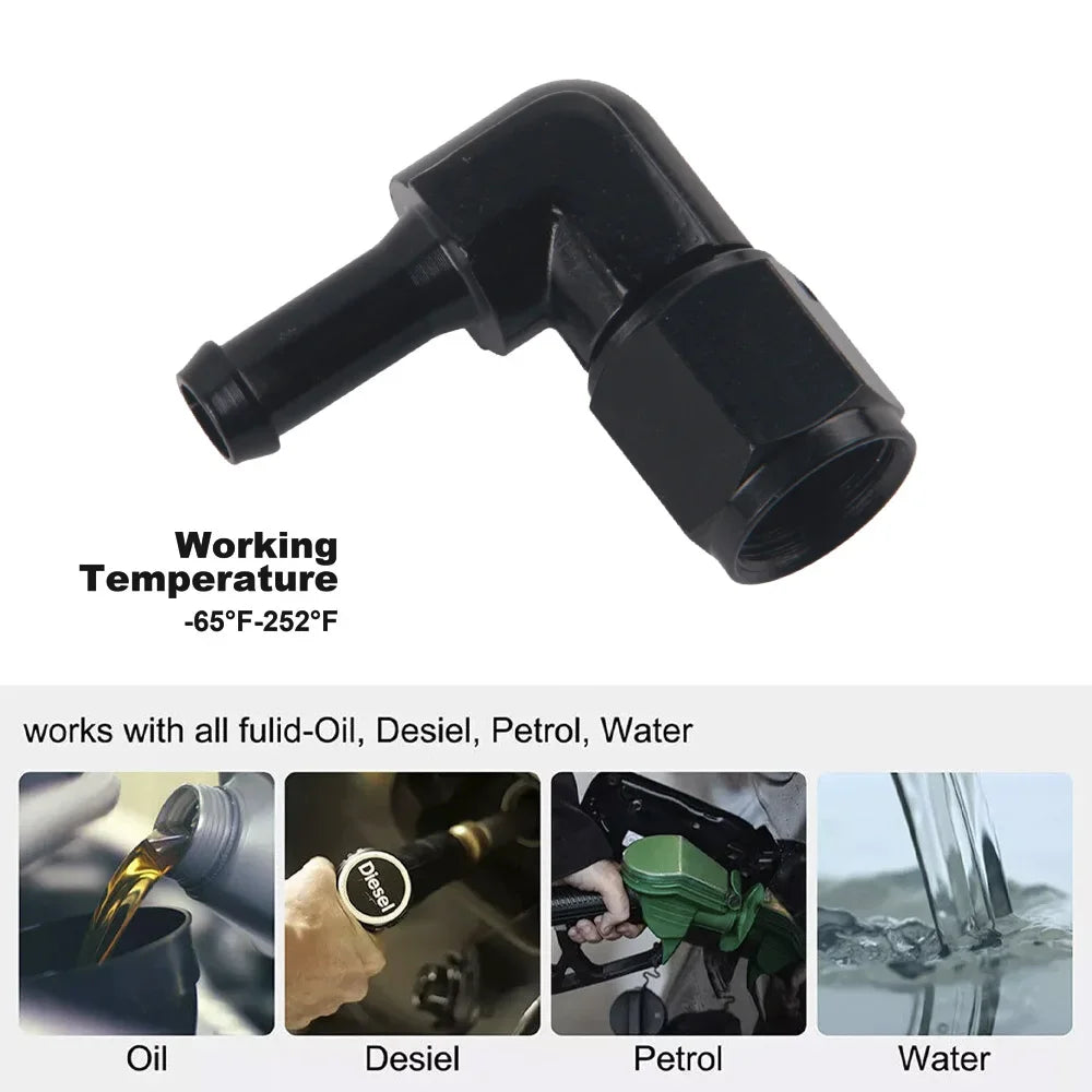 Fuel Line Adapter Fitting 90 degree -6AN AN6 Female to 5/16" 3/8" Hose Fitting Push On Adapters