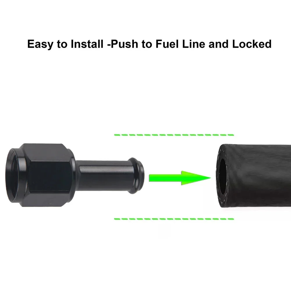 -6AN Female To  5/16" 3/8”straight Push On Barb Hose Adapter  Fitting Black AN6