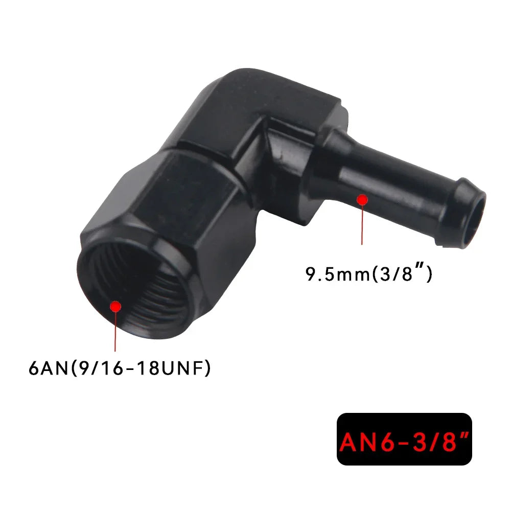 Fuel Line Adapter Fitting 90 degree -6AN AN6 Female to 5/16" 3/8" Hose Fitting Push On Adapters