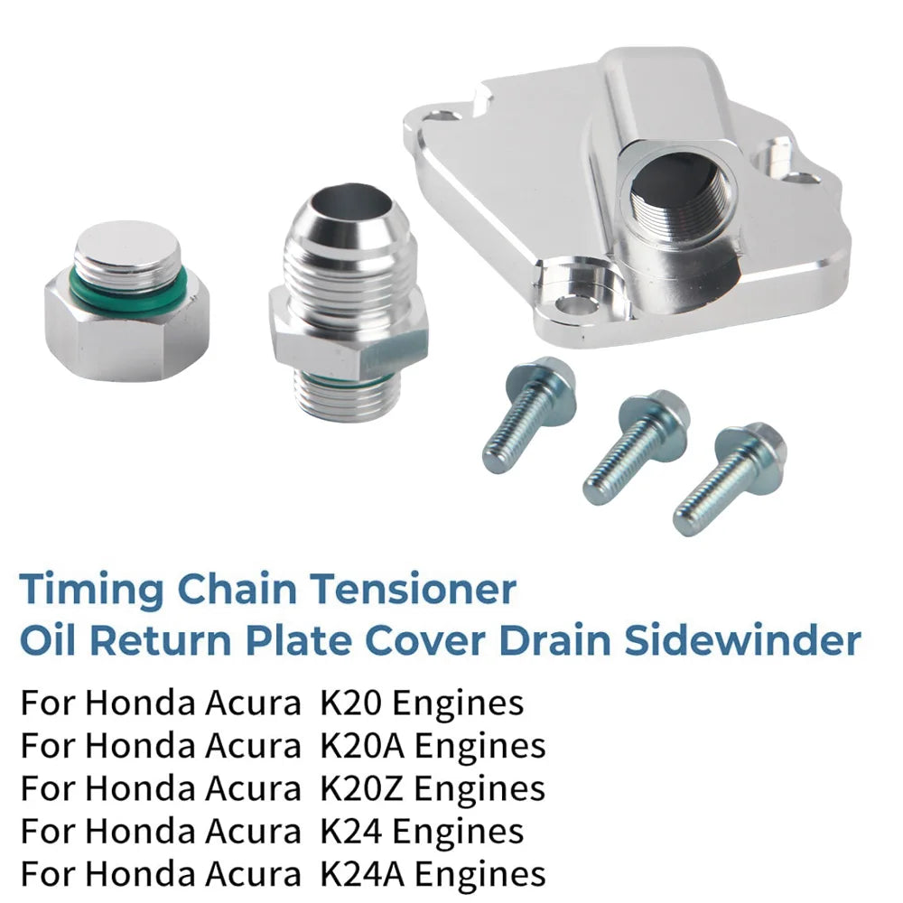 Timing Chain Tensioner Turbo Oil Drain Oil Return Chain Plate Kit For Honda K20 K24 K Series AN10