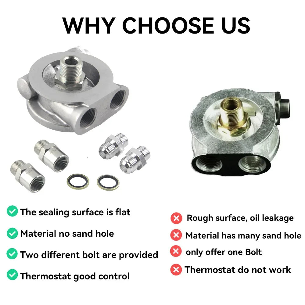 Aluminum AN8 AN10 Oil Cooler Sandwich Plate Filter Adapter Turbo Thermostat Oil Sender Adapter