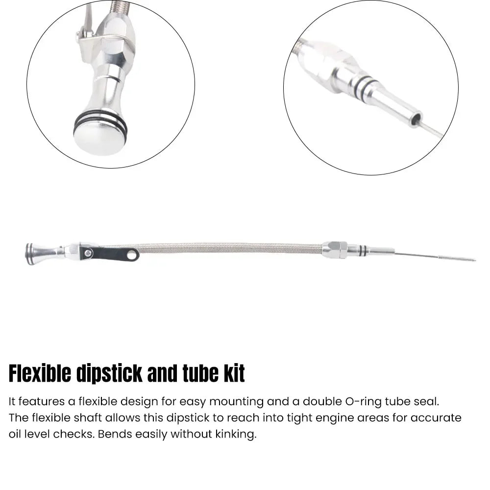 BBC Stainless Flexible Engine Oil Dipstick 65-91 BB For Chevy 396 427 454 502 2000 Silver