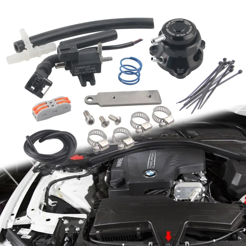 Free Shipping Dump atmosphere blow off Valve Kit for BMW 135/235 F20 F21 F22 F23 F30/F31 aluminum black(make noise version)